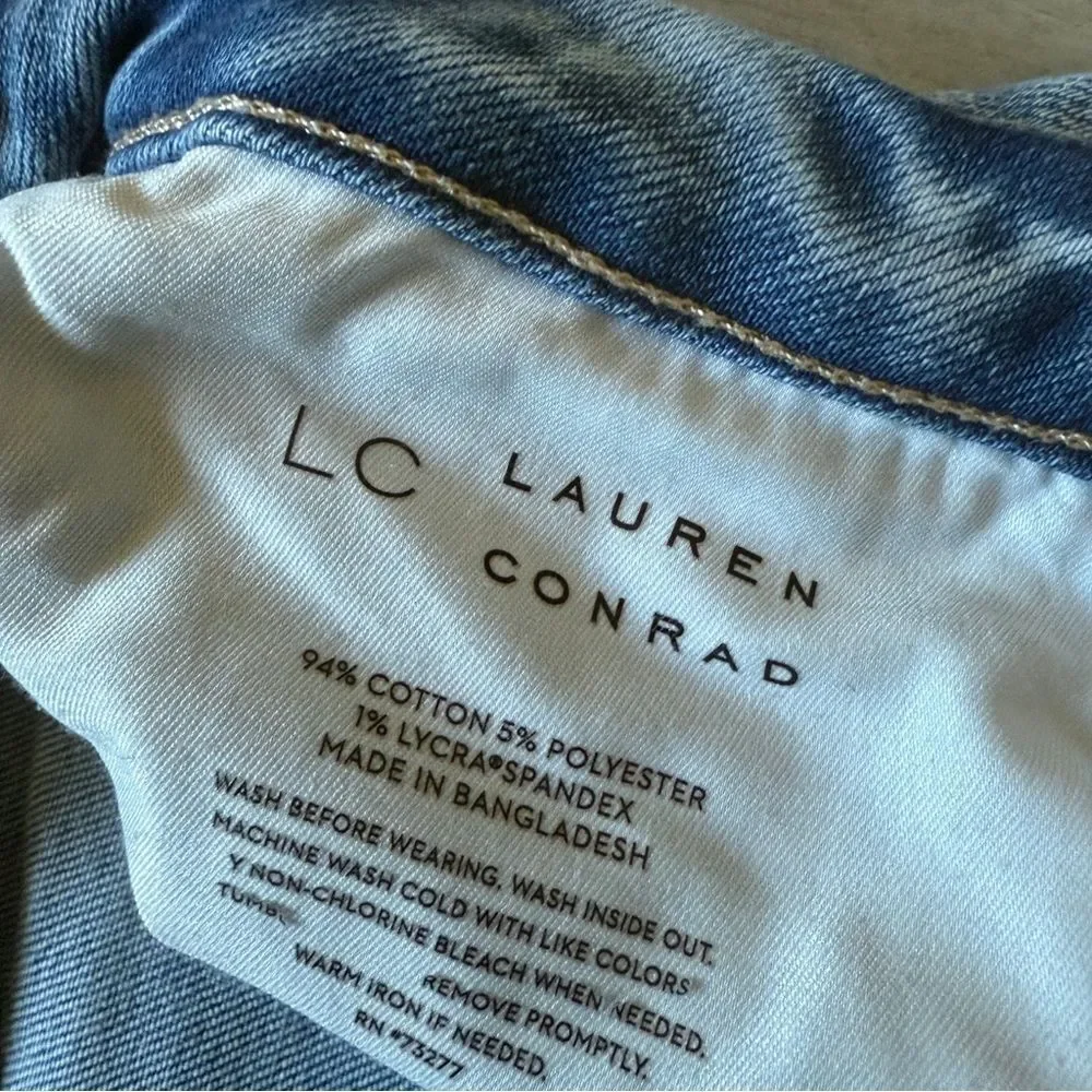 Lauren Conrad High Rise Shorts Light Wash Distressed Denim 10 - Picture 8 of 12